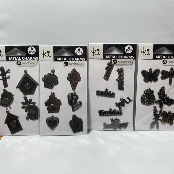 Metal Charms Paper Crafts Card Making Scrapbook Words Butterfly Bird Cupcake - Picture 1 of 10